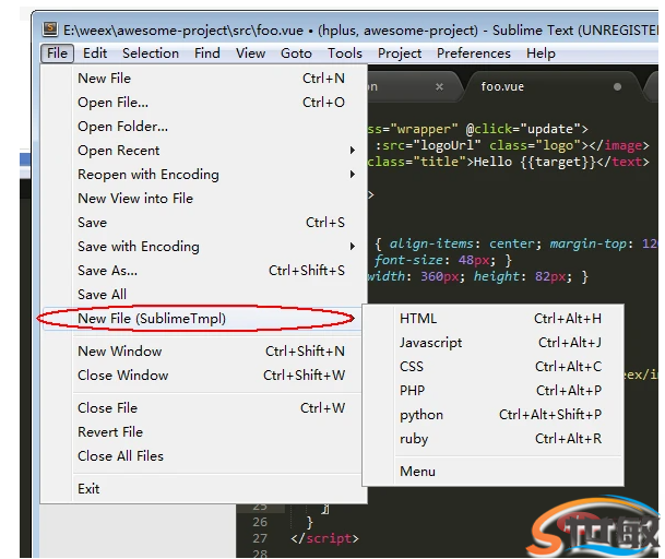 sublime text3搞定vue文件(jiàn)模闆
